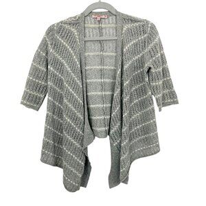 Calypso St. Barth Gray & White Striped Pointelle Cashmere Cardigan Size XS